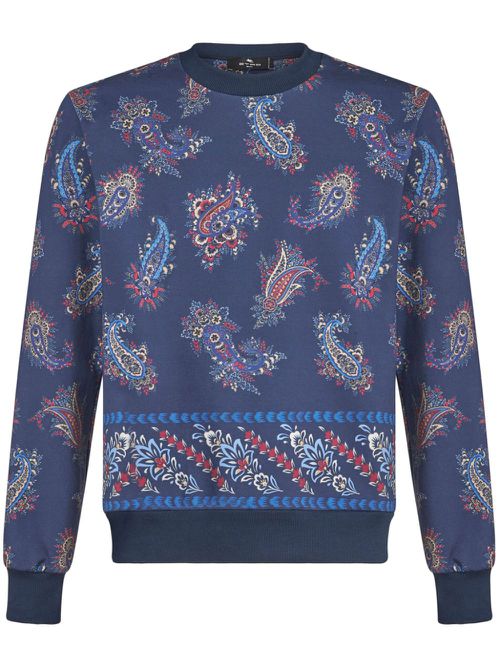 Paisley-print cotton sweatshirt - Blue