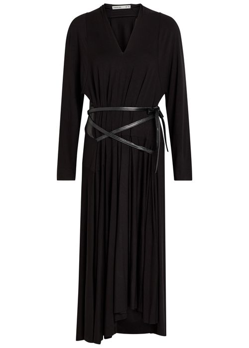 Belted Jersey Midi Dress