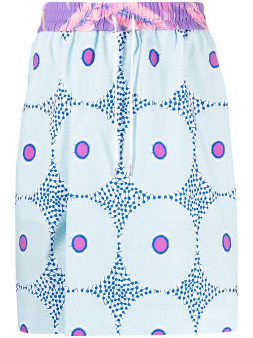 Graphic-print drawstring shorts - Blue