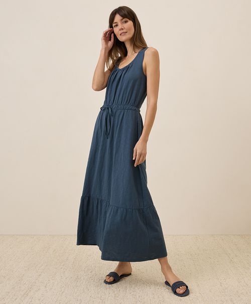 Women's French Navy Relaxed Slub Tank Maxi Dre