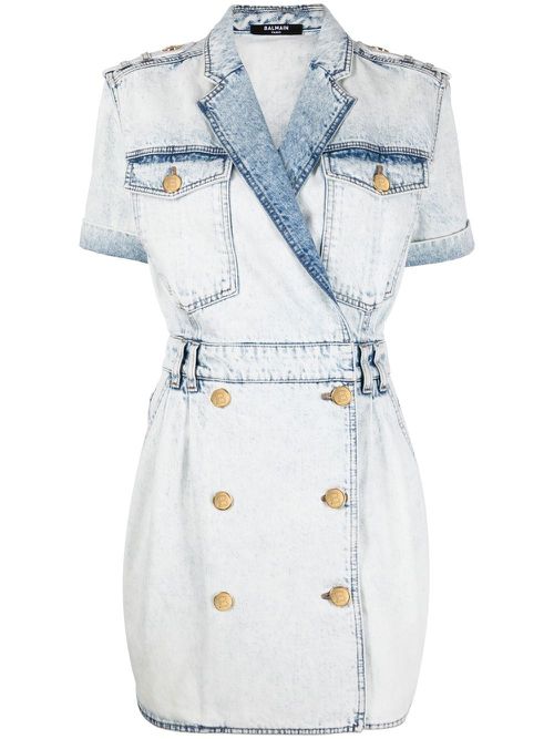 Double-breasted denim dress - Blue