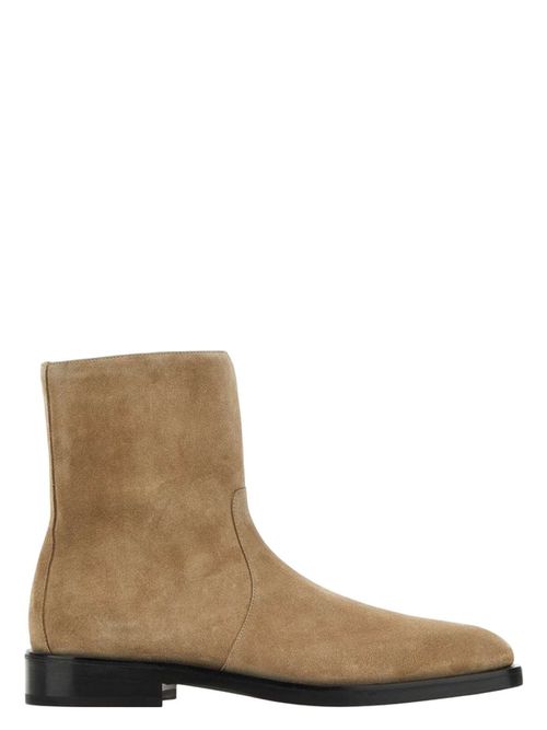 Ferragamo Men's Cappuccino Suede Gerald Ankle Boots in O Tan | Size 6 | 021273760207 Color BEIGE
