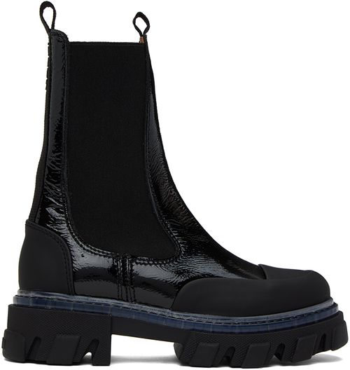 Black cleat chelsea boots