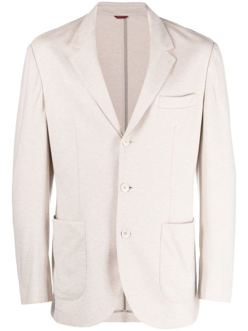 Notched-lapel single-breasted blazer - Neutrals
