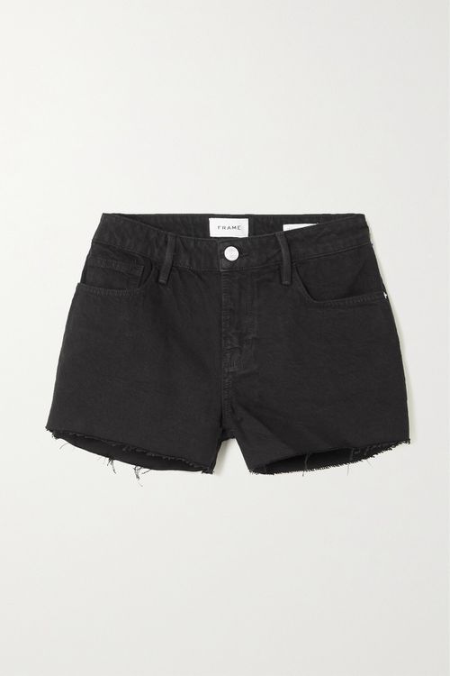 Le Grand Garcon Frayed Denim Shorts - Black - 23