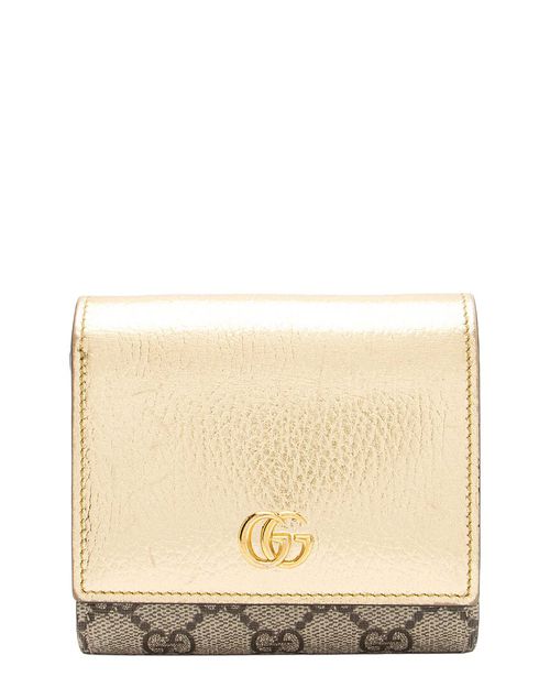 Beige GG Supreme Canvas GG Marmont Compact Wallet (Authentic Pre-Loved)