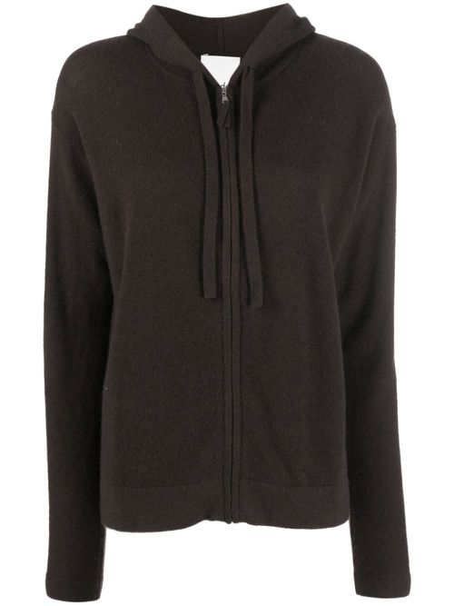 Hooded wool-blend cardigan - Brown
