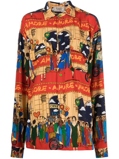 St.Cinema motif-print shirt - Neutrals