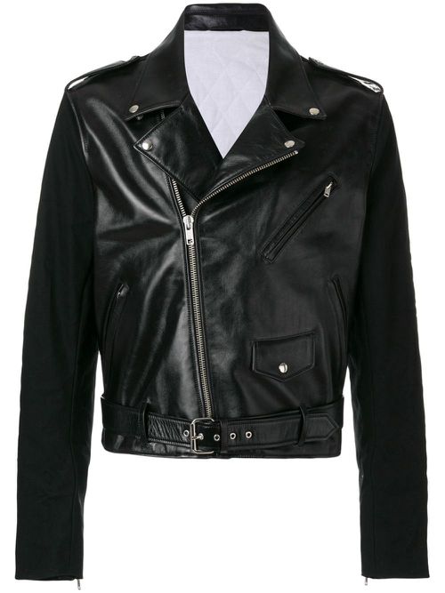 Panelled biker jacket - Black