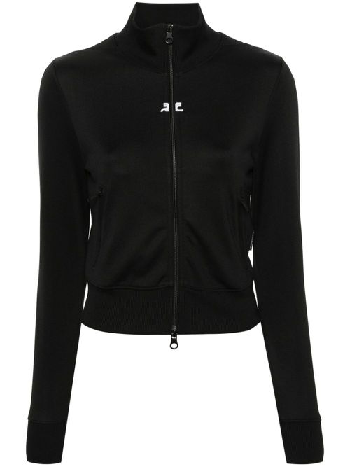 Logo-patch zip-up sweatshirt - Black