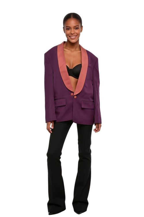 Purple Shawl Lapel Blazer