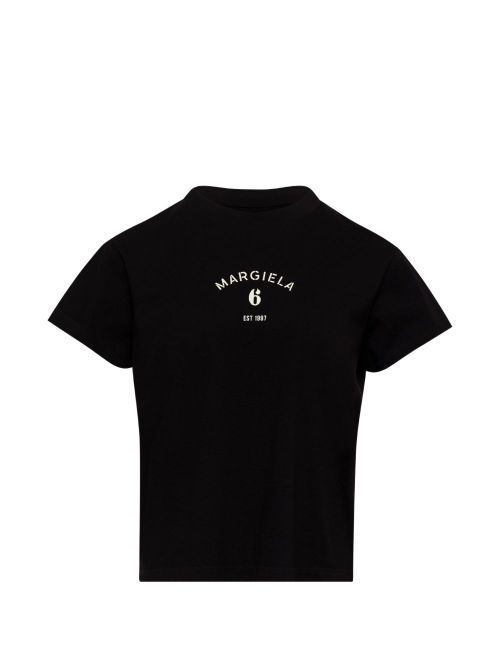 Maison Margiela Black Tshirt With Logo Print