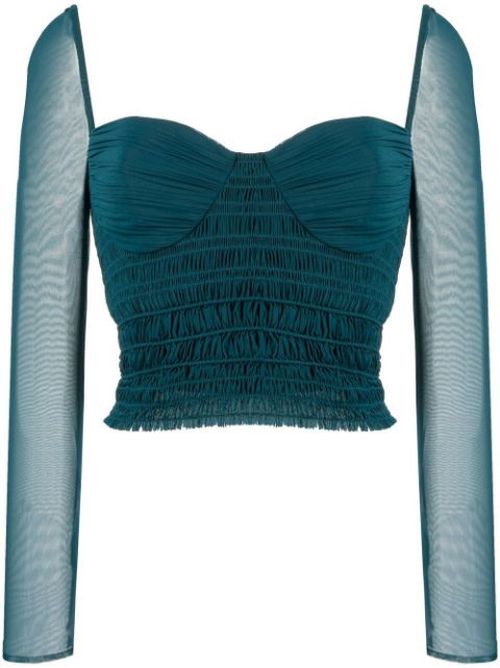 Gathered-detail long-sleeve top