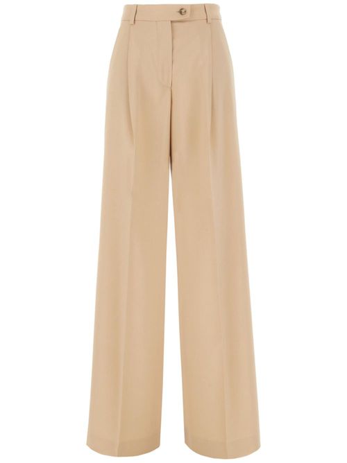 Virgin wool wide-leg trousers - Neutrals