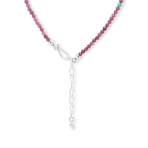 "18"" Ruby and Baja Turquoise Beaded Necklace"