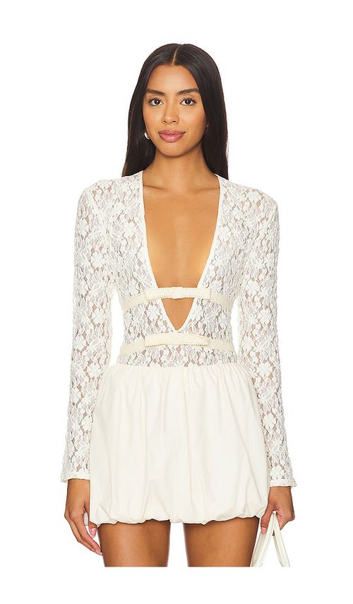 Yuhan Wang Ribbon Tied Lace Top in Ivory.  S. Also in