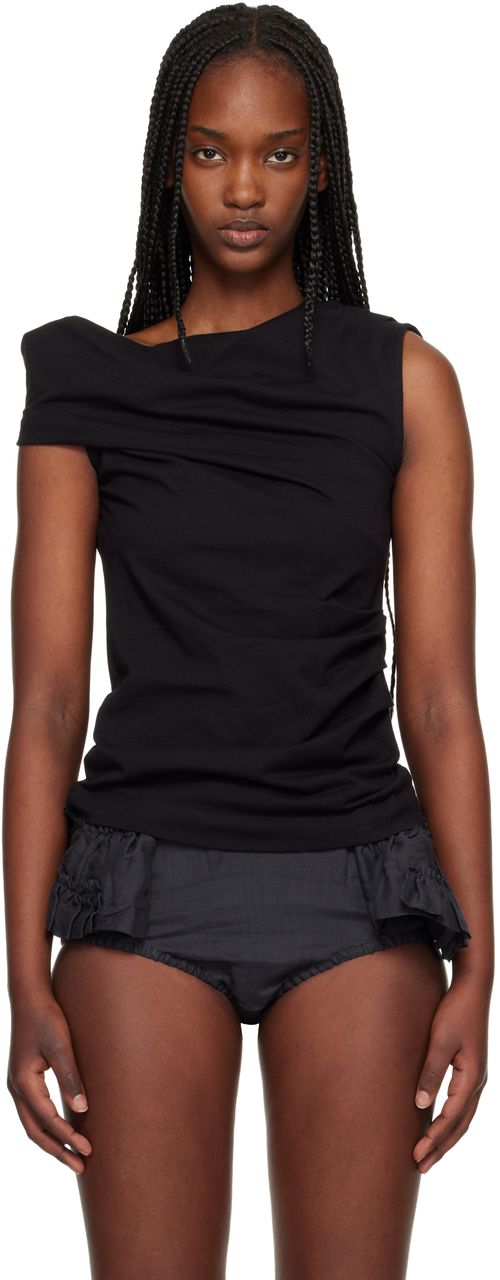 Black Draped Tank Top