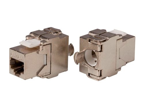 Entegrade Series Cat6/Cat6A Shielded RJ45 Toolless Die Cast 180-Degree Keystone Jack for 22-24AWG Solid Wire, Silver