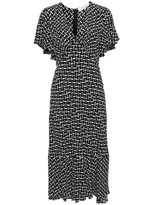 DVF Diane von Furstenberg abstract-pattern twill dress - Schwarz