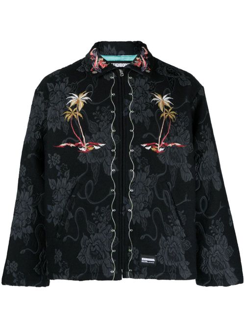 Souvenir jacquard shirt jacket - Black