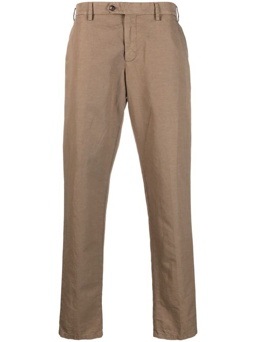 Straight-leg linen trousers - Brown