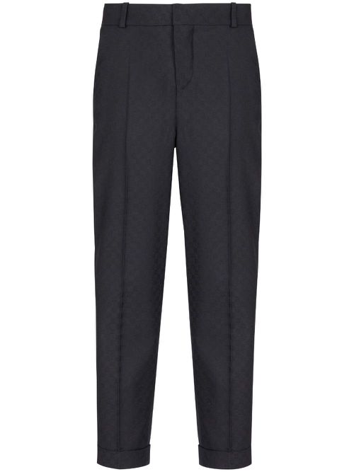 Monogram-jacquard wool trousers - Black