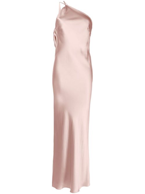One-shoulder bias silk gown - Pink