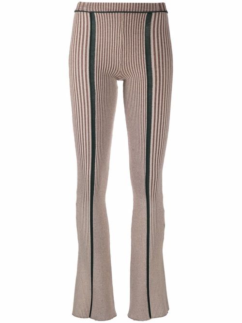 Striped flared leggings - Neutrals