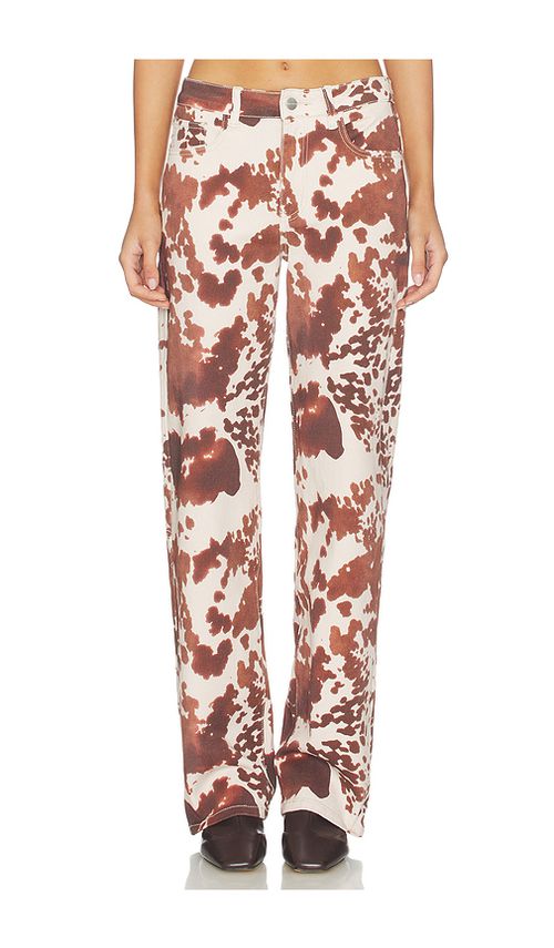 Superdown Lile Cow Print Jean in Neutral,Brown. L. Also in XXS, XS