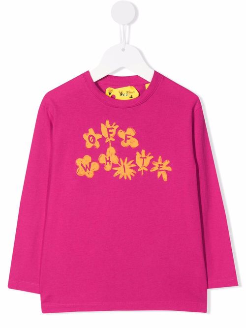 Flower logo-print cotton T-shirt - Pink