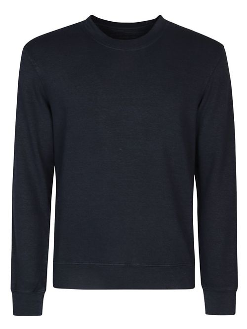 Blue Cotton Blend Linen Sweatshirt