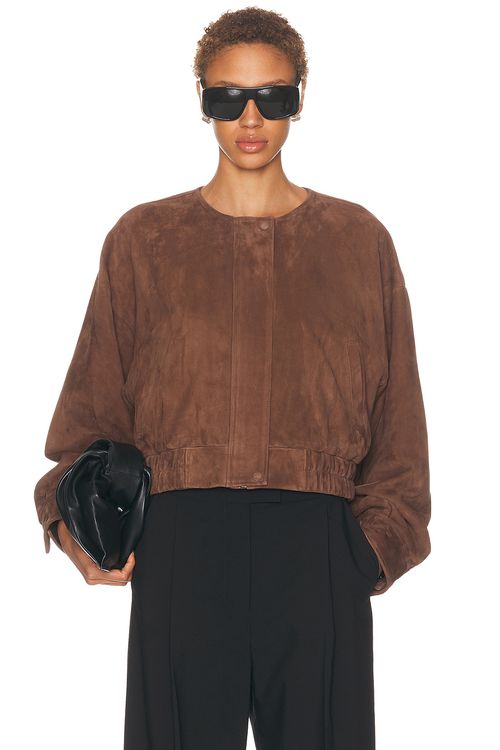 SRG Danica Suede Jacket in Mocha - Brown. L also in S, XS