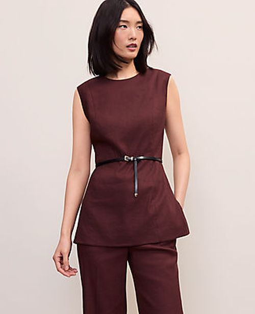 Ann Taylor The Long Crew Neck Top in Linen Blend