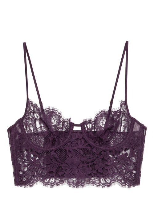 Lace-trim bra - Purple