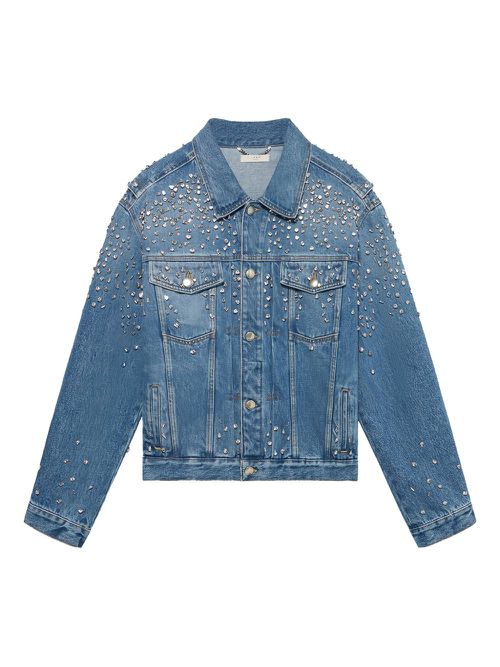 Crystal-embellished denim jacket - Blue