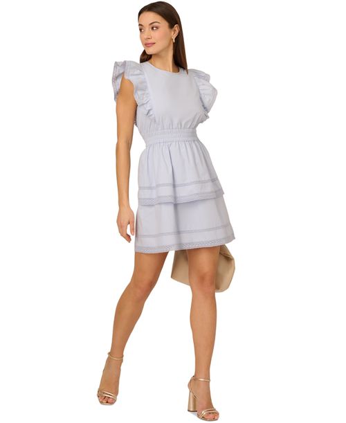 Women's Cotton Tiered Mini Dress - Chmbry Blu