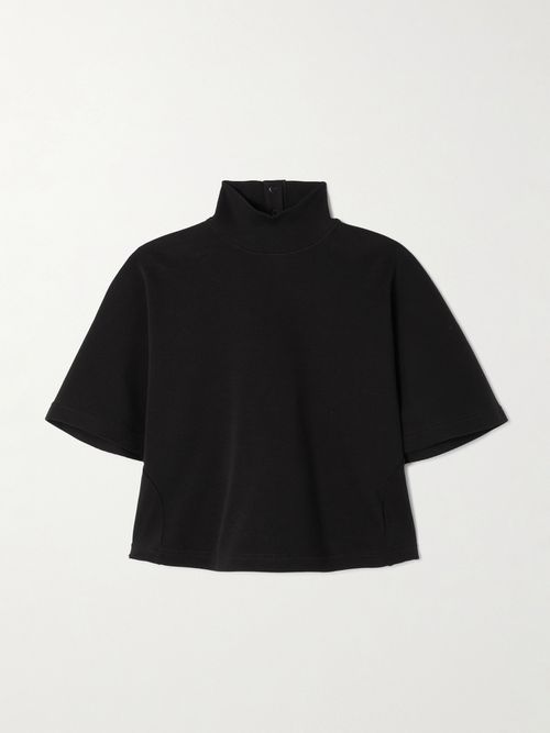 Cropped Cotton-jersey Turtleneck T-shirt - Black