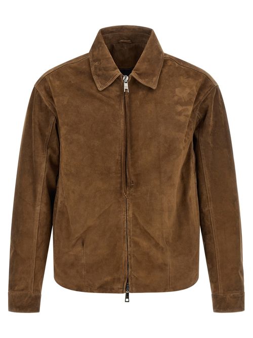 Brown Solid Shirt Collar Jacket
