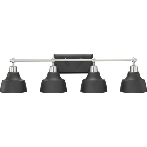 Brushed Nickel Four Light Bath from the Bramlett Collection