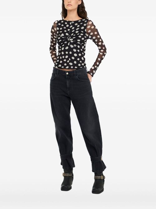 Polka-dot print T-shirt - Black