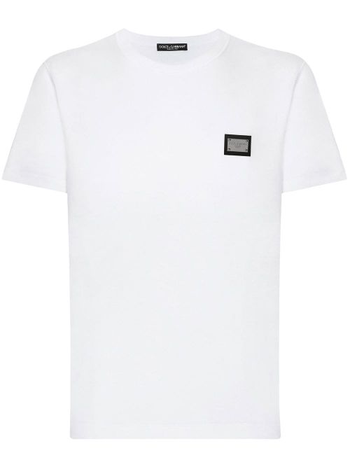 Cotton T-shirt with Logo Plaque