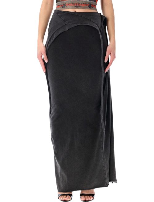 Draped Max Skirt with Front Slit - Fitted Shape