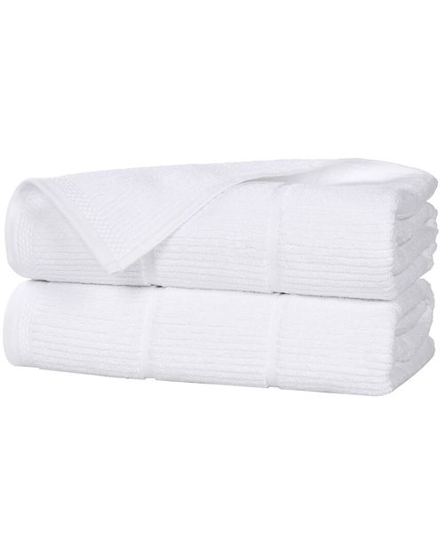 Superior Set of 2 Milo Smart Twist Cotton Medium Weight Solid Ribbed Bath  Sheets