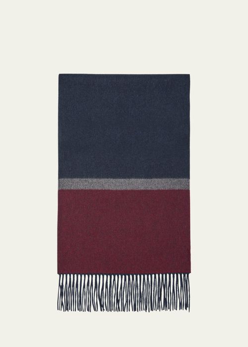 Kiton 남성 Men's Cashmere Color Block Scarf BG_4841296_100381_MBLUE/BURGUNDY