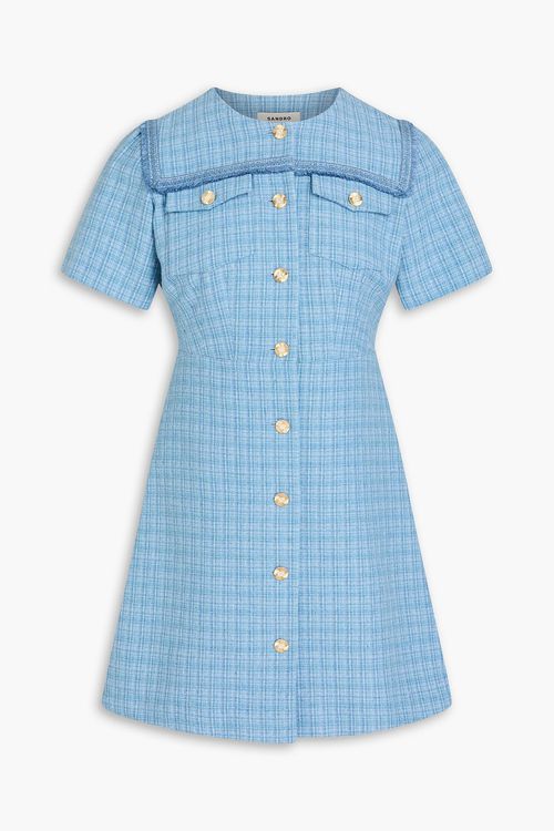 Sandro - Cotton-blend tweed mini dress - Blue - FR 40