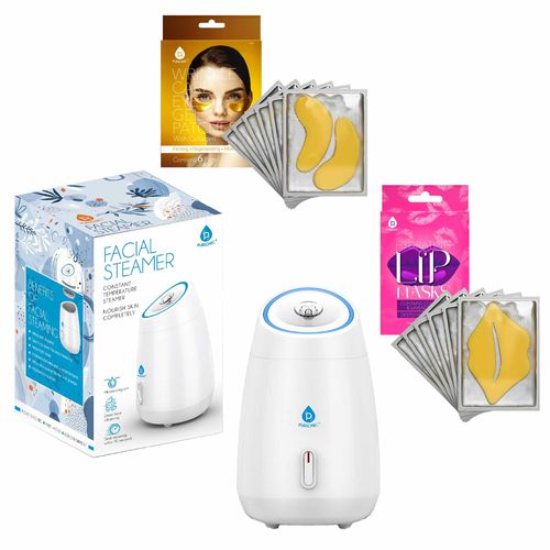 Deluxe Facial Steamer with 6 Soothing Eye Masks & 6 Nourishing Lip Masks