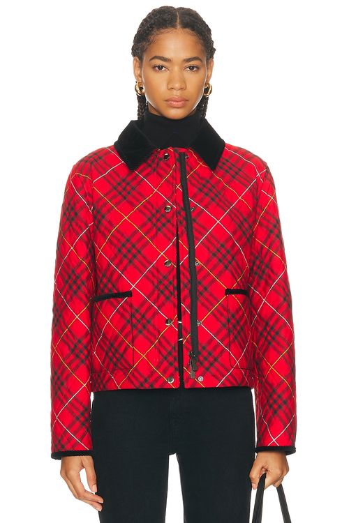 Burberry Oldham Check Coat in Poppy IP Check - Red. XS also in