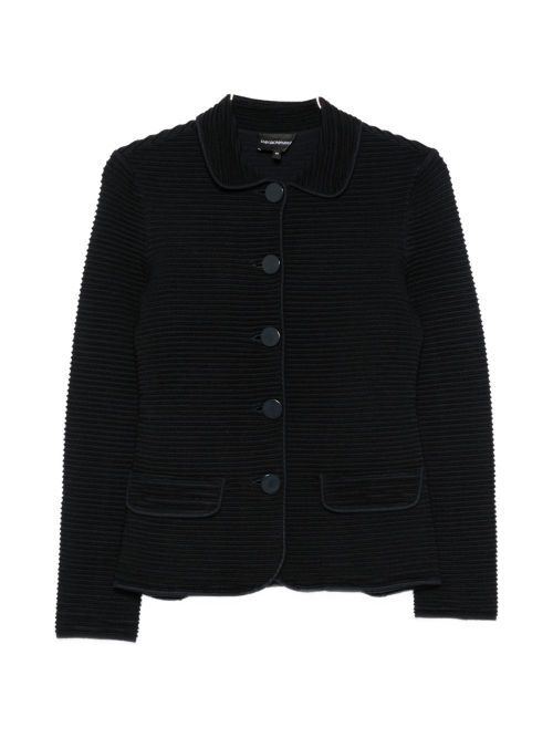 Ribbed Knit Blazer — Black