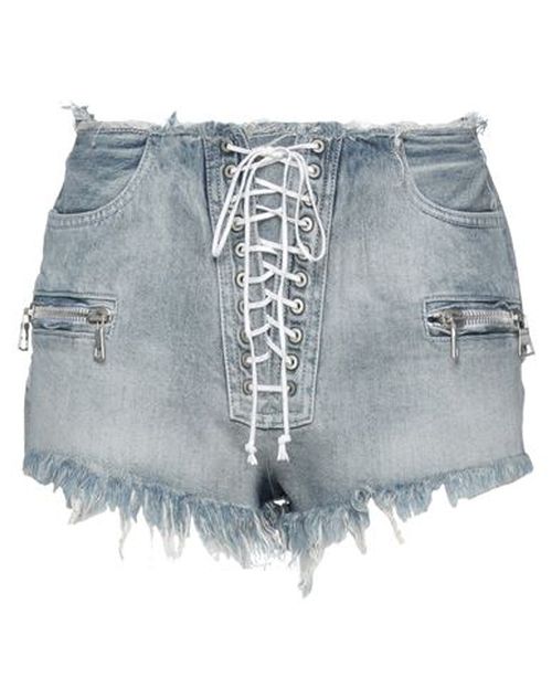 Ben Taverniti Unravel Project Woman Denim shorts Blue Size 28 Cotton, Viscose, Acrylic, Acetate