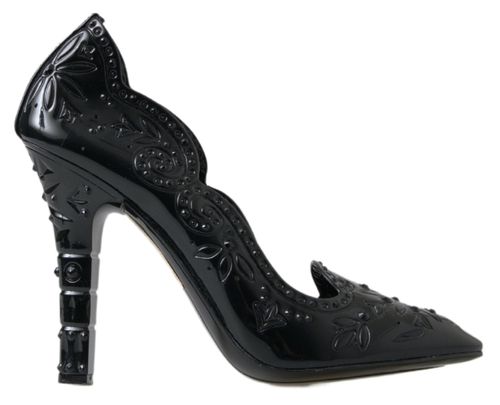 Elegant Black Crystal Cinderella Pump